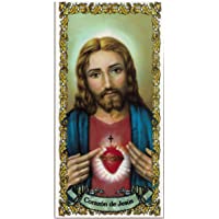 Sagrado Corazón de Jesús. Azulejo fabricado artesanalmente para decorar. Cerámica para colgar. Calca cerámica (7x15 cms)